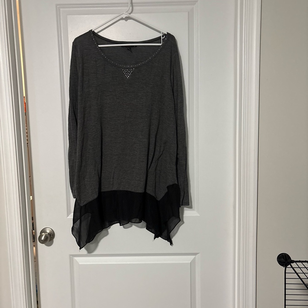 French Laundry Charcoal and Black Tunic-2X